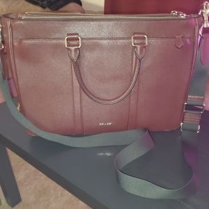 Coach Leather Laptop Bag in Ox Blood